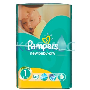 PAMPERS new baby-dry 1 2-5кг. 43 бр.