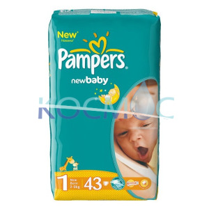 PAMPERS NEW BABY-DRY 1 2-5КГ. 43БР.