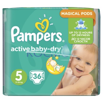 PAMPERS NEW BABY-DRY 5 11-18КГ. 36БР.