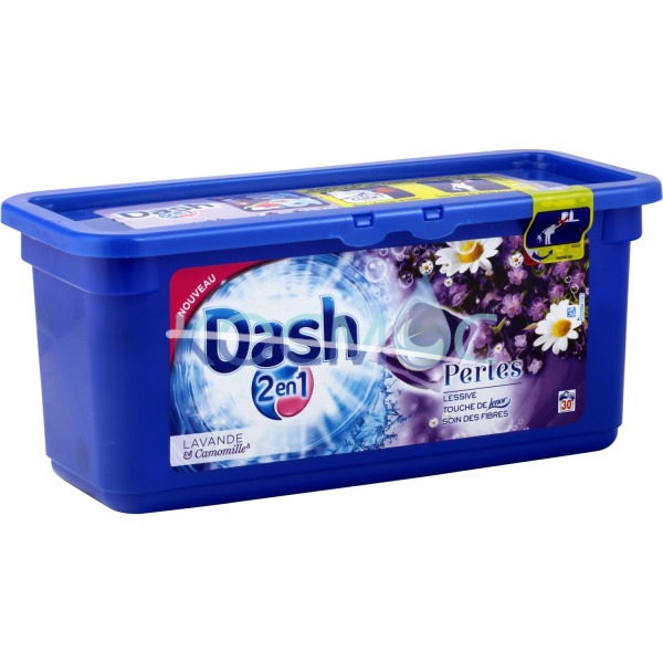 Dash капсули за пране 2в1 Perles lesseve touche de Lenor soin des fibres - Lavande & Camomille 30пранета