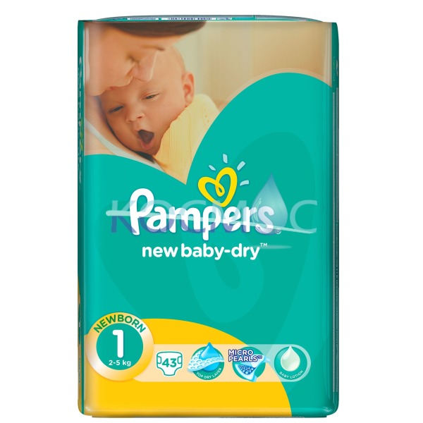 PAMPERS new baby-dry 1 2-5кг. 43 бр.